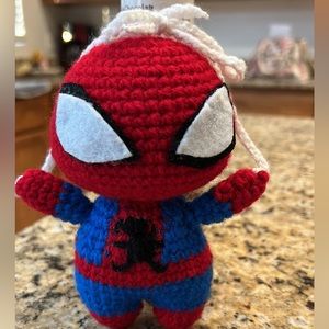 Crochet rear view hanging Spider-Man. Made to order